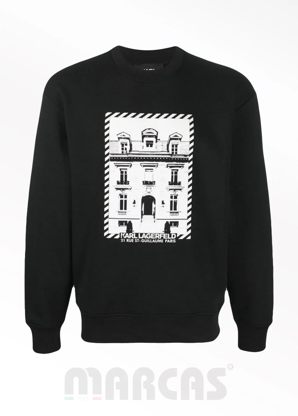 Karl Lagerfeld Siyah Logo Detaylı Baskılı Erkek Sweatshirt