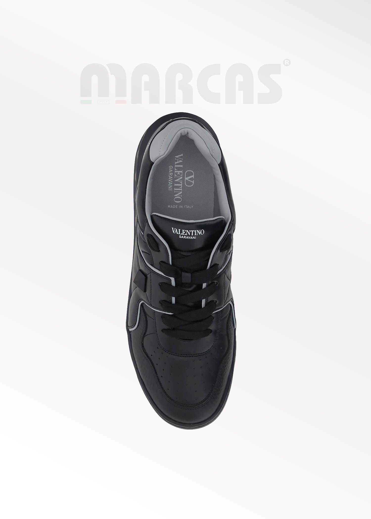 Valentino Garavani Siyah Logolu Bağcıklı Erkek Deri Sneaker