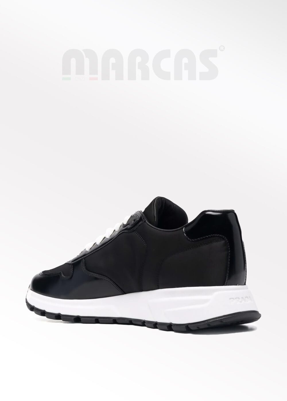 Prada Siyah Logolu Bağcıklı Erkek Deri Sneaker