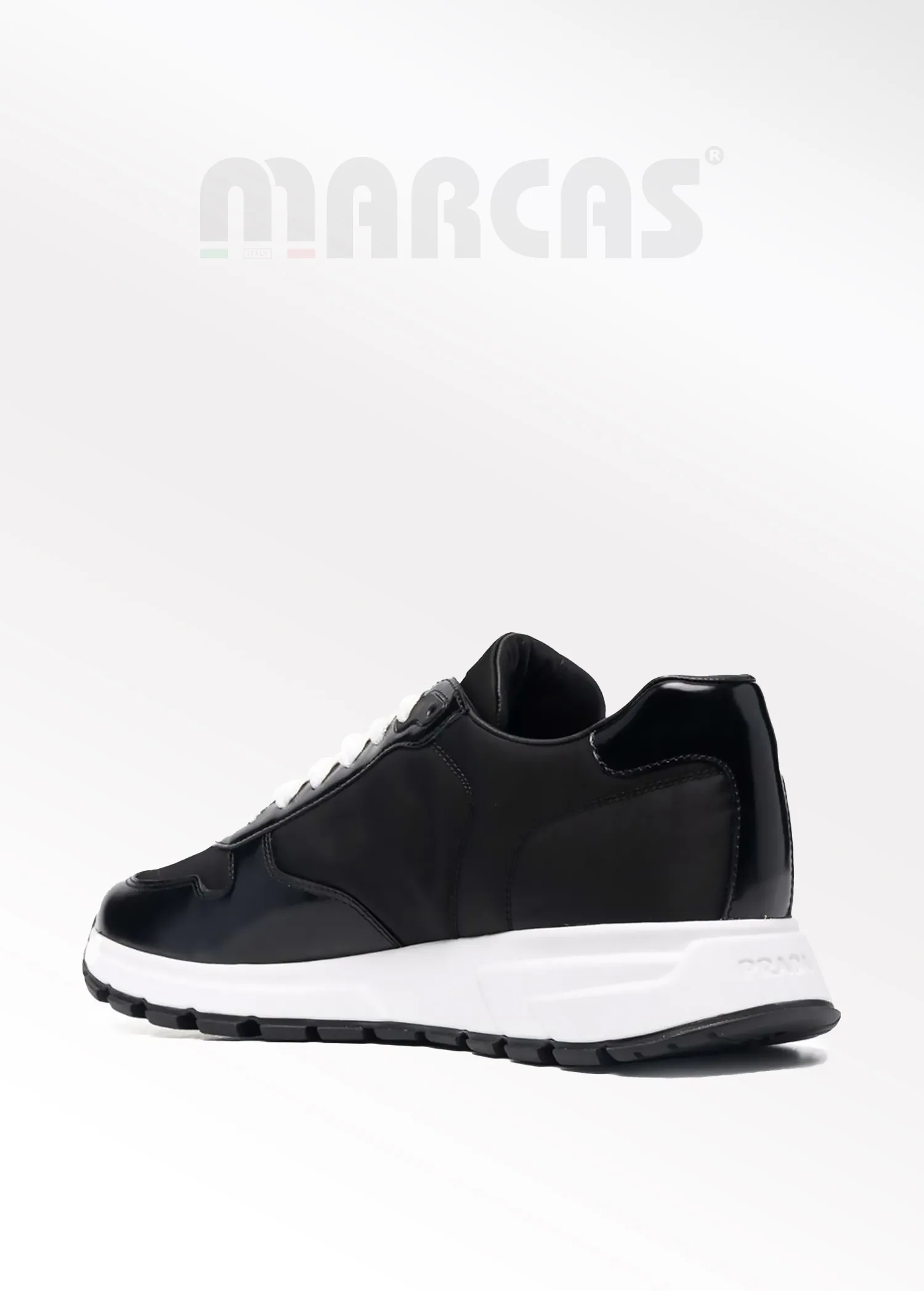 Prada Siyah Logolu Bağcıklı Erkek Deri Sneaker