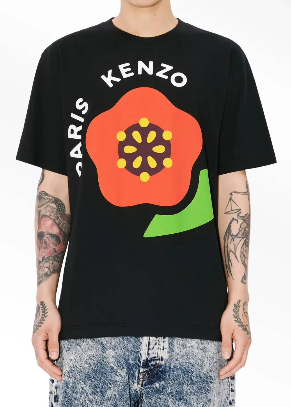 Kenzo Siyah Logo Detaylı Baskılı Erkek T-Shirt