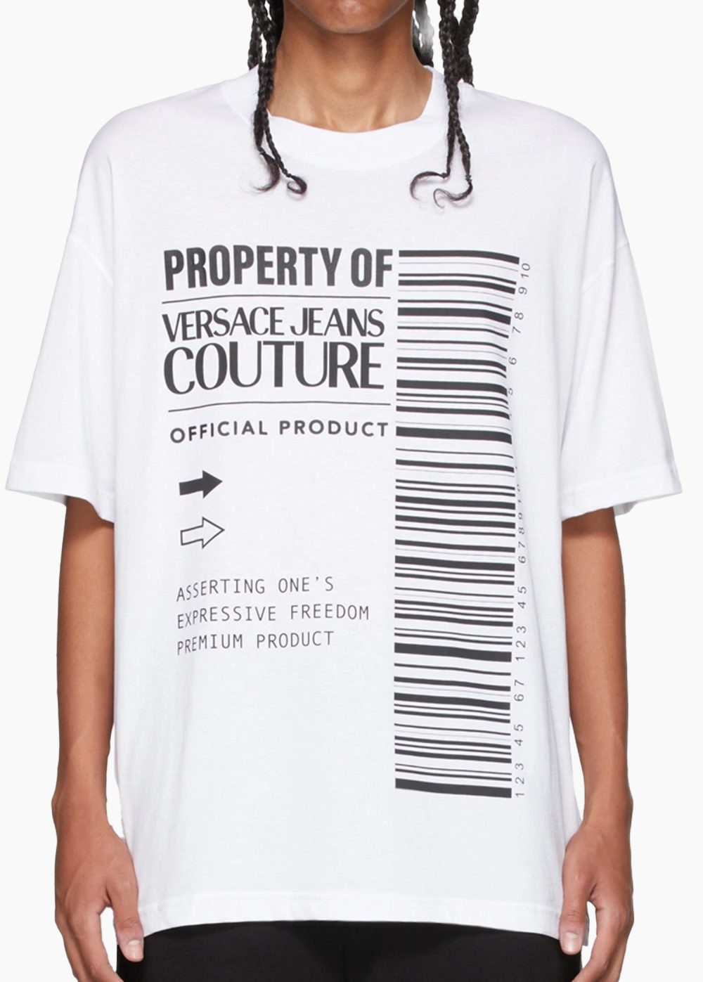 Versace Yazı Detaylı Beyaz Erkek T-shirt