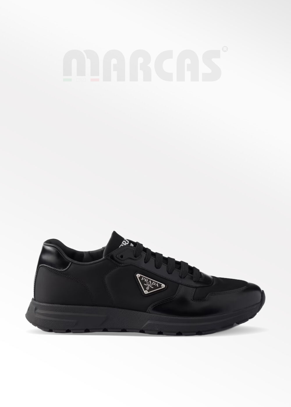 Prada Prax Siyah Fırçalanmış Deri Erkek Sneaker